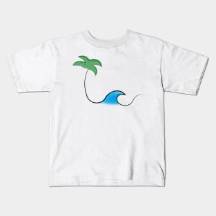 palm and wave one line Kids T-Shirt